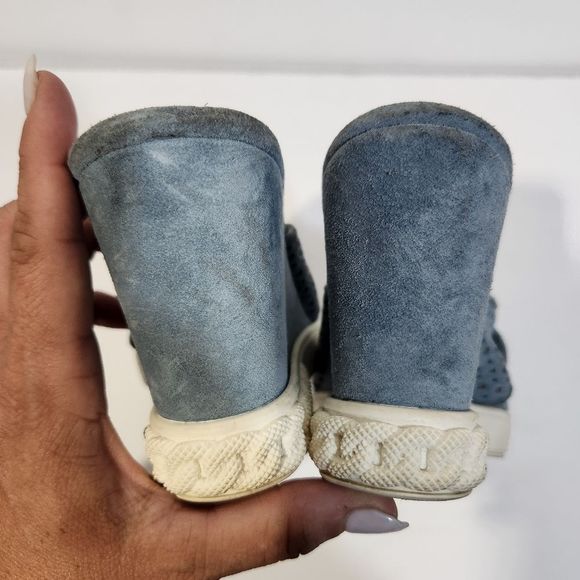 Casadei wedge slip on suede sandals  blue white size 8 - Picture 8 of 11